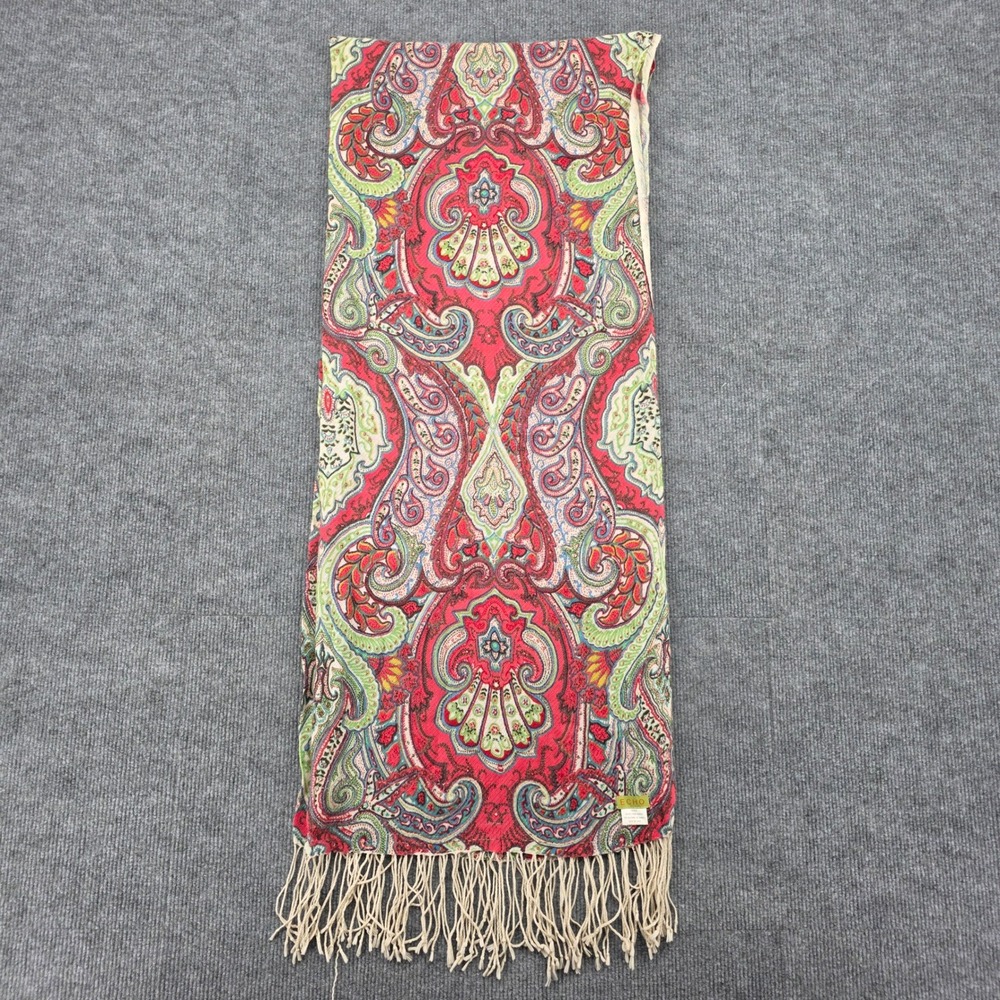 Echo Red Paisley Scarf 100% Rayon from Bamboo Fringe Trim Wrap RN26128